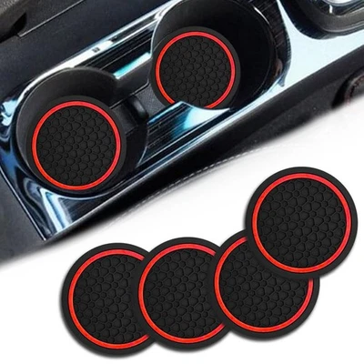 4 piezas alfombrillas interiores antideslizantes antideslizantes para portavasos de coche 2,75 pulgadas universales a prueba de polvo Foto 1 de 4