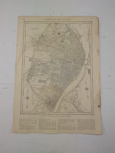 Vintage 1917 ST. LOUIS MISSOURI MO City Map Wall Decor Authentic 15"x10-3/4" - Picture 1 of 2