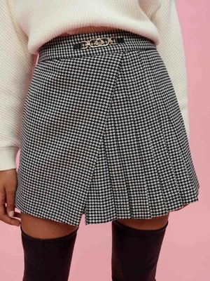 Shorts femininos Maje tamanho 38 FR/M Houndstooth mistura de lã MFPSH00423 - Imagem 1 de 4