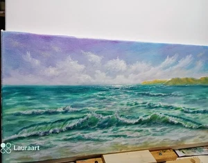 Kunst 10"/20" Ölgemälde, Ozeanwelle, gespannte Leinwand, Meereslandschaft,  - Bild 1 von 6