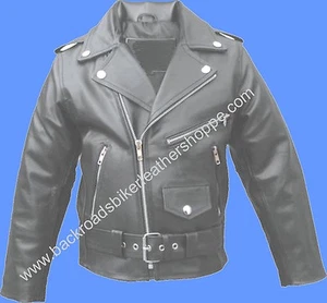 CHILD KID BOY GIRL LEATHER MOTORCYCLE BIKER JACKET COAT - Picture 1 of 2