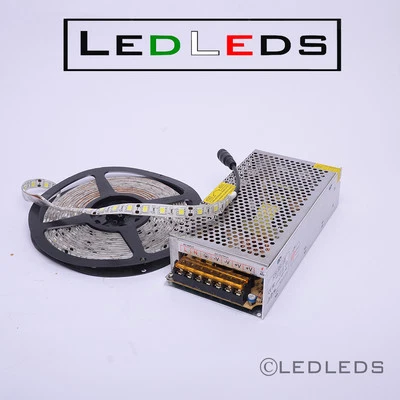BOBINA STRISCIA LED SMD 5050 BIANCA FREDDA 300 LED 5 METRI  ALIMENTATORE 12v 10A - Immagine 1 di 4