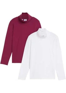Neu Mädchen Klassischer Langarmpullover im Doppelpack Gr. 128/134 Weiß + Beere - Bild 1 von 1
