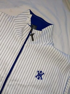 HTF New AVIREX Varsity Baseball Knit Sweater Full Zip Jacket Mens L Dotted lines - Picture 1 of 8