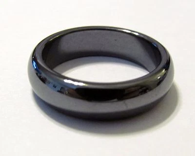 Anillo de banda sólido de hematita convexa genuina de 6 mm varios tamaños HEMR14N Foto 1 de 4
