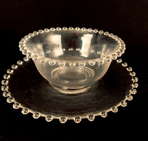 Vintage Imperial Glass Candlewick 2pc Saucer and Bowl Cranberry Sauce Excellent - Picture 1 of 8