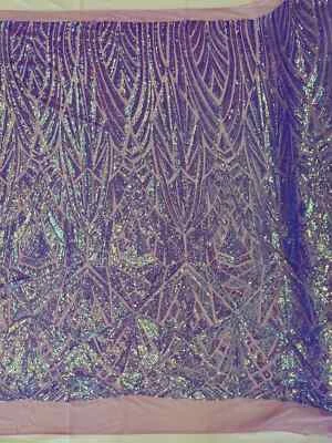 Tela de lentejuelas geométricas - Lila - Diseño geométrico 4 vías elástico por yarda Foto 1 de 4