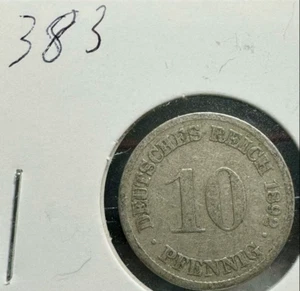 Germany 10 Pfennig 1892-D Wilhelm II Type 2 Small Shield Copper-Nickel - Picture 1 of 2
