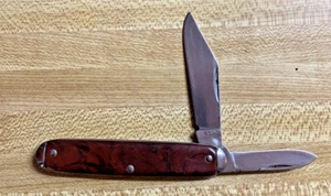 1924-1986 The Ideal U.S.A. 2-Blade Brown Swirl Equal End Jack Pocket Knife - Picture 1 of 7