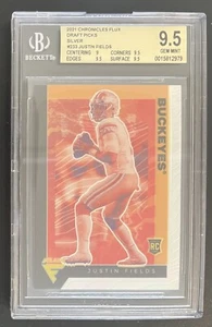 Justin Fields RC 2021 Chronicles Draft Picks Flux Silver Prizm BGS 9.5 POP 2 - Picture 1 of 2