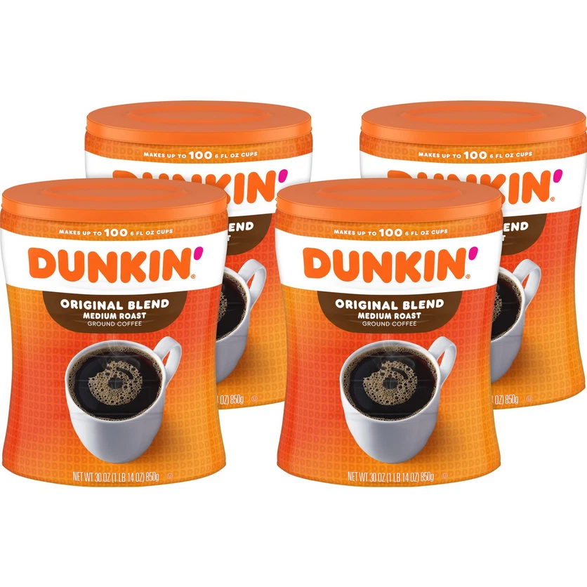 DUNKIN’ Dunkin' Original Blend Medium Roast Ground Coffee 30oz Canister 4 pack