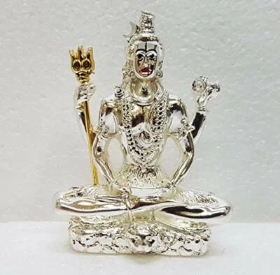 Statua D'Idolo Di Lord Shiva Argento - 3 Pollici Di Altezza - Immagine 1 di 2