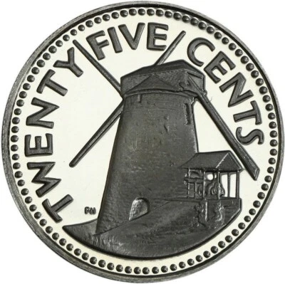 🇧🇧 Barbados 25 Cents 1980  Windmill  KM# 13  Gem PROOF UNC  MINTAGE=2111 - Image 1 of 4