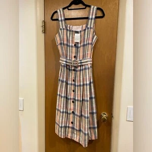 Neu mit Etikett Gal Meets Glam Peyton kariertes Leinenkleid Größe 6 - Bild 1 von 15