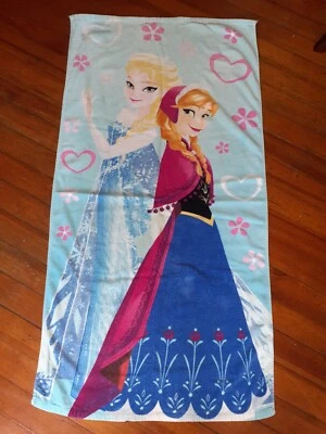 Toalla de playa azul para piscina Disney Princesa Frozen Elsa Anna linda niña 51" X 25" usada en excelente estado  Foto 1 de 4