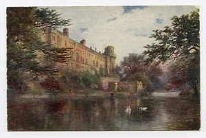 Castillo de Warwick de The Avon Inglaterra postal a color con acabado de pintura al óleo - Imagen 1 de 2