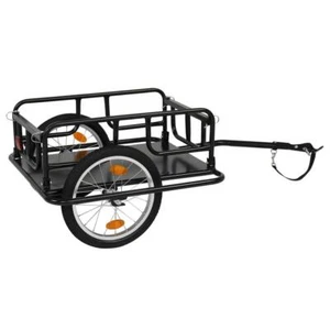 Folding Bike Cargo Trailer Utility Steel Bicycle Luggage Storage Carrier w/Hitch - Picture 1 of 10