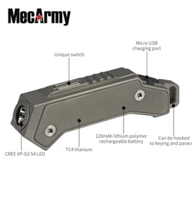 FL02 Irregular Titanium USB rechargeable CDC flashlight,MeCarmy, Sandblasted - Picture 1 of 10