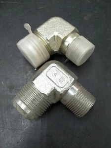 (2) 2501-16-12 Hydraulic Fitting 90° Elbow Male 1" JIC-16 to Male 3/4" NPT - Picture 1 of 1