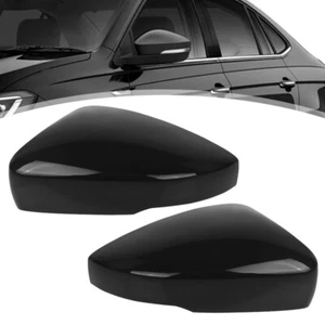 Left Right Wing Door Mirror Cover Cap Casing Gloss Black For VW Polo 6R 6C 09-18 - Picture 1 of 24