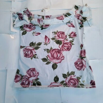 Guess White Floral Short Sleeve Blouse Girls Large - Image 1 of 4