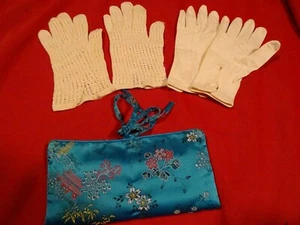 lot====pochette soie femme bleue et gants blancs  soirée ,mariage ,look ....... - Picture 1 of 3