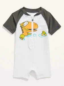 Neu mit Etikett Old Navy Schnorchel Dinosaurier Reißverschluss vorne Rashguard Einteiler Badeanzug Baby Jungen - Bild 1 von 1