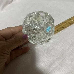 TIFFANY & Co. Glass Crystal Rock Votive Candle Holder, Signed At Bottom &Sticker - Picture 1 of 15