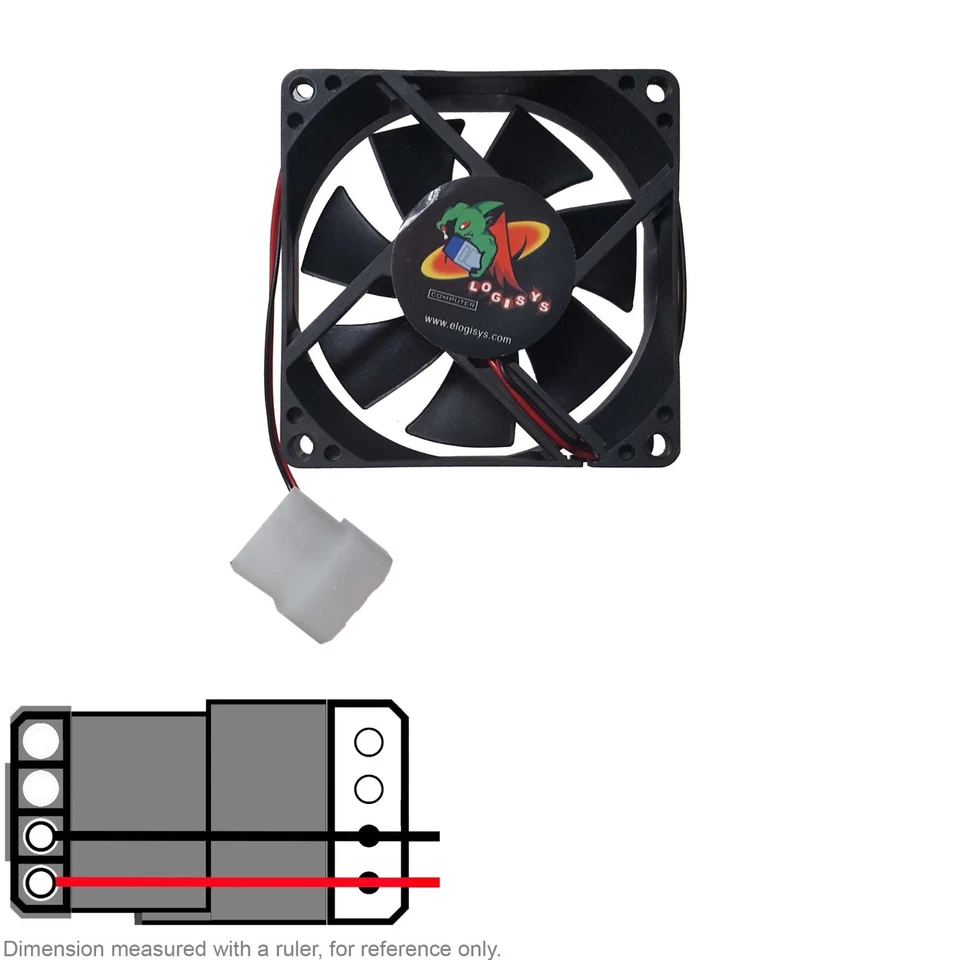 Fan Muffin Cooling DC 12V DC12V 12VDC  80mm 80x80x25 Logisys Computer Fan 4-Pin - Image 1 of 3