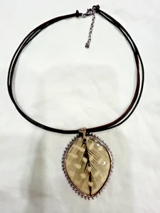 New SILPADA Necklace Sterling Feather N2113 Resin Encased Leather  - Picture 1 of 4