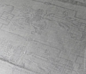 Mesa Corredor Damasco Lino Amarillo Pálido Patrón Floral Art Deco 62x23 - Imagen 1 de 22
