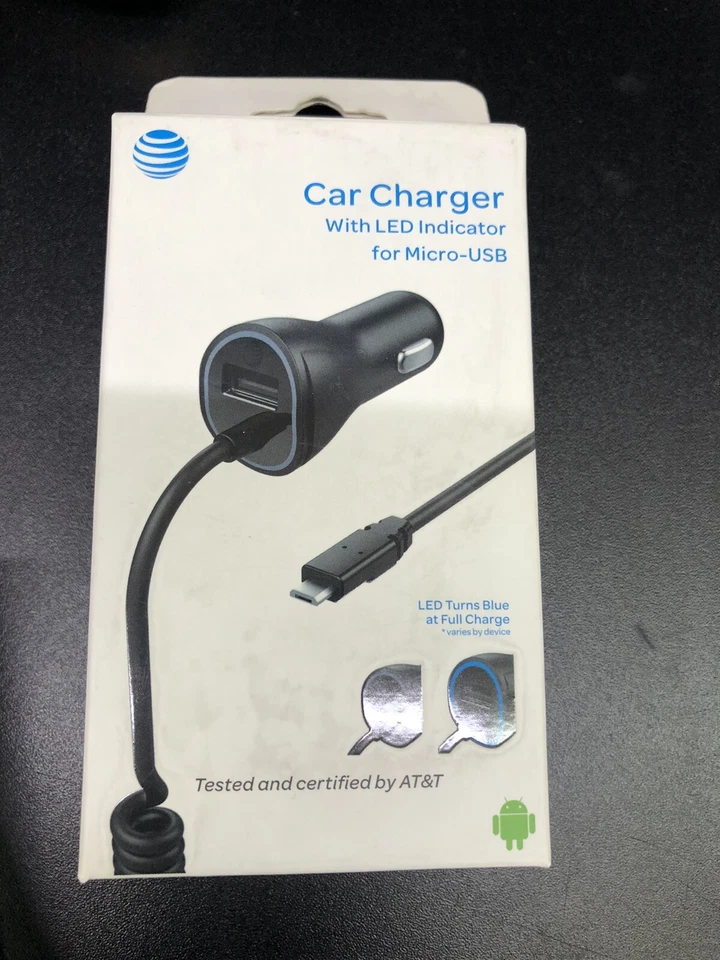 AT&T Car Charger 3.4A Extra USB and Corded Micro USB with LED Indicator - Image 1 of 1