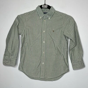 Polo Ralph Lauren boy 6 vertical stripe classic collar button shirt Green Pink - Picture 1 of 8