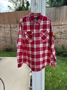 Dixon Flanellhemd Madison rot kariert 100 % Polyester Größe Large neu - Bild 1 von 15