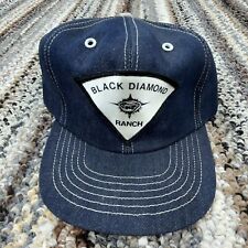 Vintage Denim Trucker Hat Cap Snap Back USA Patch Black Diamond Ranch 80s Jean