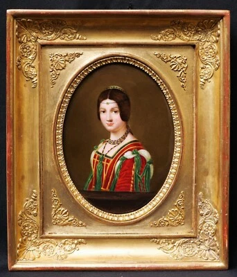 Honorine FROMAGE plaque porcelaine peinte PARIS Léonard de VINCI portrait femme - Photo 1/4