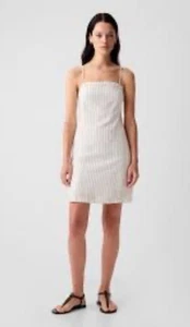 GAP Damen Minikleid Leinenmischung cremeweiß Streifen Spaghettiträger Gr. XXS - Bild 1 von 8