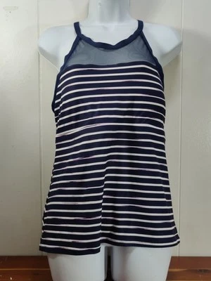 BEACH HOUSE  Navy White Pinky Peach Swimsuit Bathing Suit Tankini Top Sz 14 - Image 1 of 4