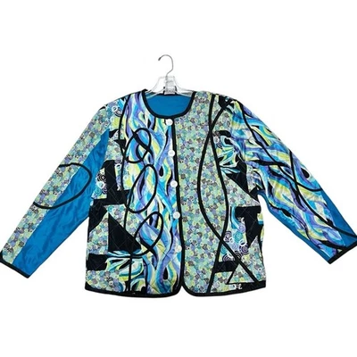 Koos Of Course 100% Silk Quilted Women Button Front Jacket Size Medium - Image 1 of 4