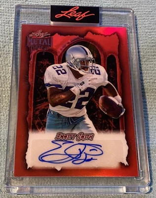Emmitt Smith 2025 Hoja Metal Halloween Autógrafo Rojo Prizm #3/13 Vaqueros Salón de la fama SP Foto 1 de 2