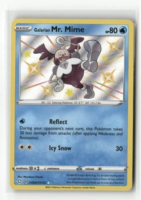 Pokemon Card Galarian Mr.Mime SV020/SV122 Shining Fates Shiny Holo Rare NM - Image 1 of 2