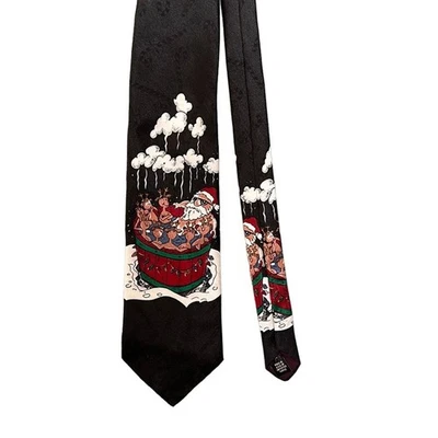Hallmark Specialties Mens Christmas Necktie Santa Reindeer Hot Tub Holiday Tie - Image 1 of 4
