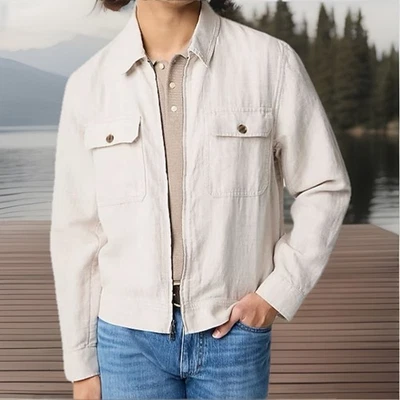 J. Crew Lightweight Herringbone Linen-Blend Jacket Men’s Size XL Beige - Image 1 of 4