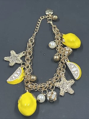 Pulsera Betsey Johnson oro con limones y estrellas. Caja Regalo Organza Bolsa GA Foto 1 de 4