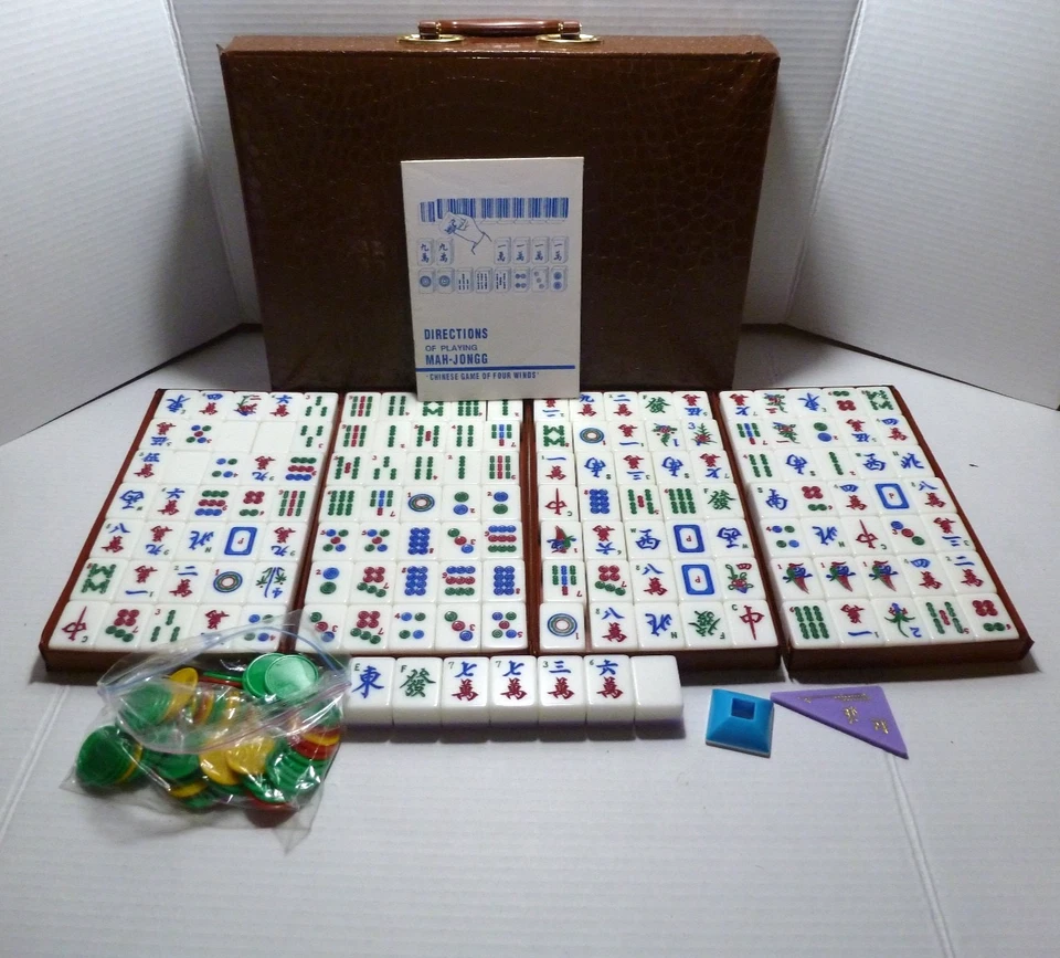 Mah-jongg Chinese Game Of Four Winds Set In Brown Vinyl Case - Image 1 of 4
