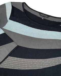 Maglione Ming Wang donna XL blusa maglia multi borchie manica 3/4 preppy resort - Foto 1 di 8