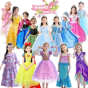 Girls Cinderella Rapunzel Frozen Elsa Anna Dress Party Costume Princess Kid Gift - Picture 1 of 119