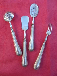 ANTIQUE FRENCH STERLING SILVER DESSERT CONDIMENT HORS D OEUVRE SERVING SET 1876' - Picture 1 of 24
