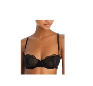 Sujetador Balconette de Encaje Calvin Klein Negro 36D Nuevo con Etiquetas - Imagen 1 de 6