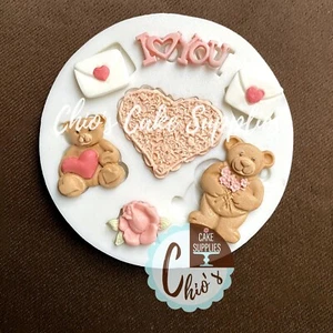 I Love You, Teddy Bear, Heart Silicone Mold - Picture 1 of 6
